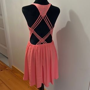 Coral strappy back dress